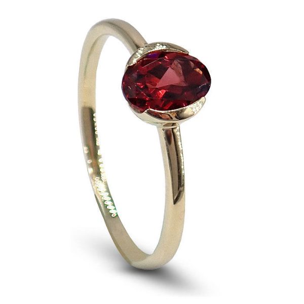 Gullring 14 kt med granat - bur585706