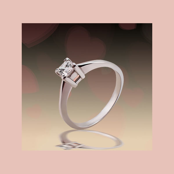 Diamantring I Hvitt Gull Med Princess Cut 0 30 Ct W Si Gullsmed Aas