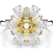 Swarovski ring Idyllia cocktail, Mixed cuts, Flower, Yellow, Rhodium plated - 5689088