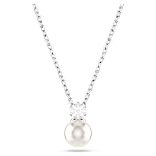 Swarovski smykke Matrix Crystal pearl, Round cut, White, Rhodium plated - 5693897