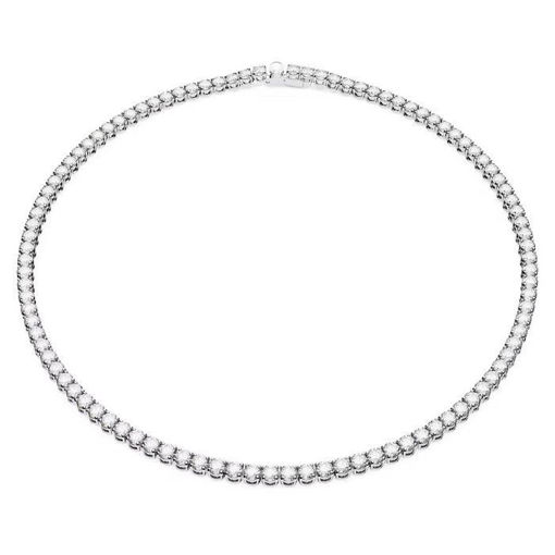 Swarovski collie Matrix Tennis necklace, Round cut, White, Rhodium plated - 5681796