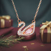 Swarovski smykke Dazzling Swan Necklace, Multi-colored, Rose-gold tone plated - 5469989