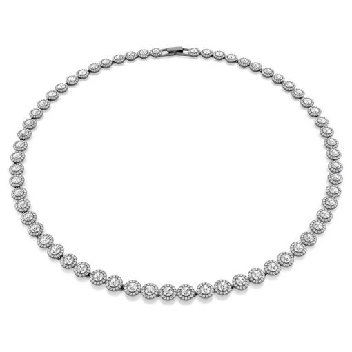 Swarovski collier Una Angelic Round cut, Long, White, Ruthenium plated - 5681057