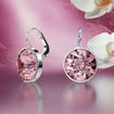 Swarovski øredobber Bella drop earrings Round cut, Pink, Rhodium plated - 5724290