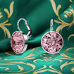 Swarovski øredobber Bella drop earrings Round cut, Pink, Rhodium plated - 5724290