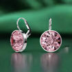 Swarovski øredobber Bella drop earrings Round cut, Pink, Rhodium plated - 5724290