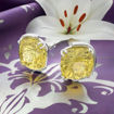 Swarovski Harmonia stud earrings Cushion cut crystals, Yellow, Rhodium plated - 5616511