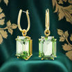 Swarovski øredobber Millenia drop earrings Octagon cut, Green, Gold-tone plated - 5676071