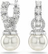 Swarovski øredobber  Matrix drop earrings Crystal pearl, Round cut, White, Rhodium plated - 5691716