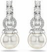 Swarovski øredobber  Matrix drop earrings Crystal pearl, Round cut, White, Rhodium plated - 5691716