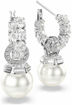 Swarovski øredobber  Matrix drop earrings Crystal pearl, Round cut, White, Rhodium plated - 5691716