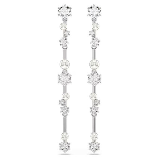 Swarovski øredobber Constella drop earrings Crystal pearl, Round cuts, White, Rhodium plated - 5705614