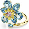 Swarovski Idyllia open ring Mixed cuts, Flower, Blue, Gold-tone plated - 5721591