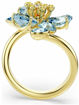 Swarovski Idyllia open ring Mixed cuts, Flower, Blue, Gold-tone plated - 5721591