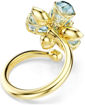 Swarovski Idyllia open ring Mixed cuts, Flower, Blue, Gold-tone plated - 5721591