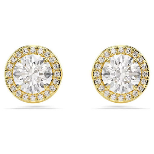 Swarovski øredobber Una stud earrings Round cut, Gold tone, Gold-tone plated - 5686637