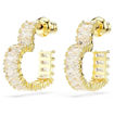 Swarovski øredobber Matrix hoop earrings Baguette cut, Heart, Small, White, Gold-tone plated - 5693512