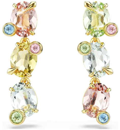 Swarovski øredobber Gema drop earrings Asymmetrical design, Mixed cuts, Multicolored, Gold-tone plated - 5714815