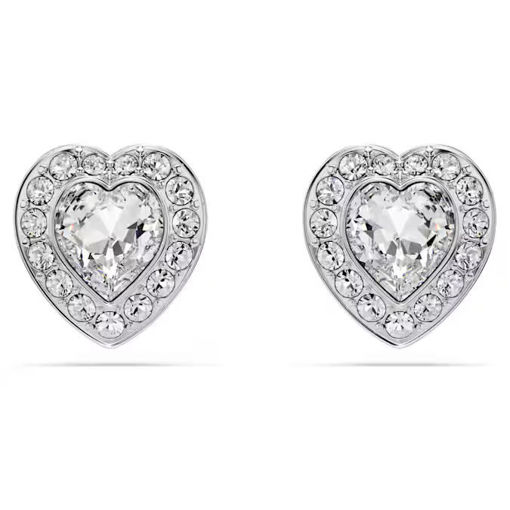 Swarovski øredobber Ariana Grande x Swarovski stud earrings Mixed cuts, Heart, White, Rhodium plated - 5720859