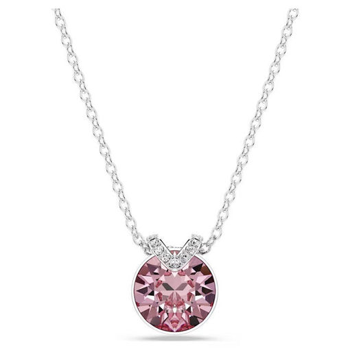 Swarovski smykke Bella V pendant Round cut, Pink, Rhodium plated - 5724289