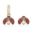 Swarovski øredobber Idyllia Drop Earrings, Asymmetrical Design, Ladybug, Red, Gold-Tone Plated - 5666131