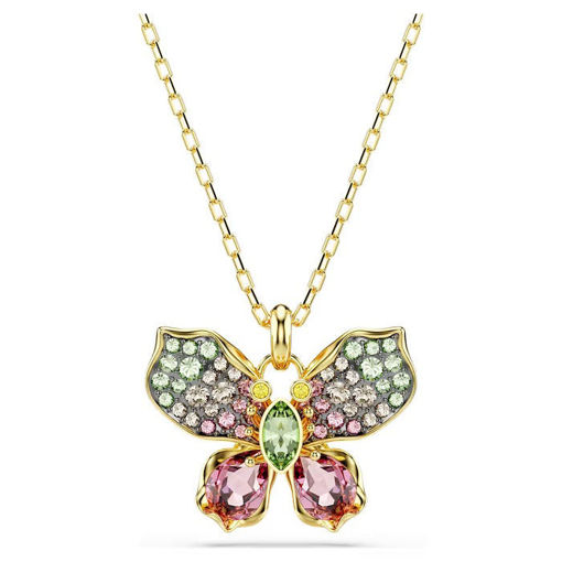 Swarovski smykke Idyllia pendant Mixed cuts, Pavé, Butterfly, Multicolored, Gold-tone plated - 5709950