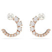 Swarovski øredobber Matrix hoop earrings Crystal pearl, Round cut, White, Rose gold-tone plated - 5692264