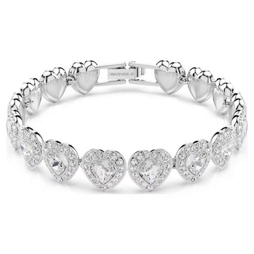 Swarovski armbånd Ariana Grande x Swarovski Tennis bracelet Mixed cuts, Heart, White, Rhodium plated - 5720860