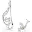 Swarovski øredobber Ariana Grande x Swarovski clip earrings Asymmetrical design, Crystal pearl, Baguette cut, White, Rhodium plated - 5720866