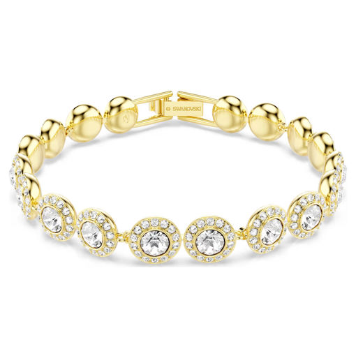 Swarovski armbånd Una Angelic Tennis bracelet Round cut, Pavé, Medium, White, Gold-tone plated - 5505469