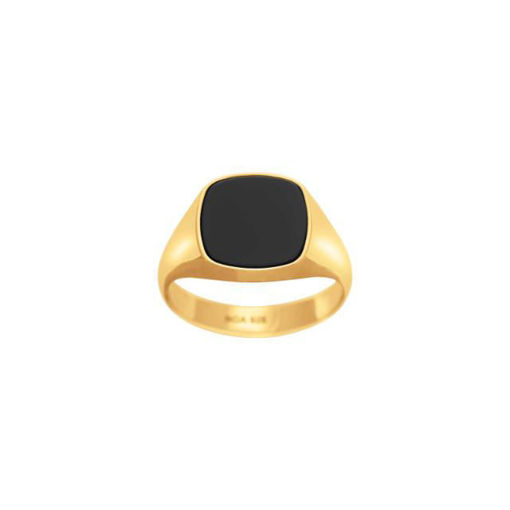 Herrering i stål med black agate. SON of NOA - 10890012860