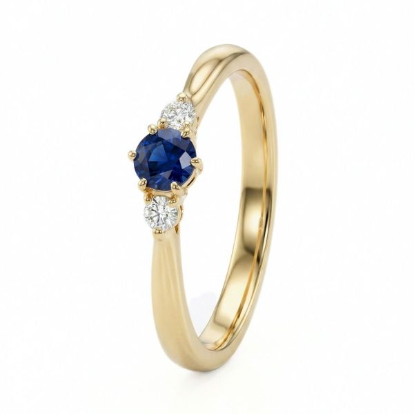 Gullring med safir og diamanter 0.05 ct TW-Si - coc5000547