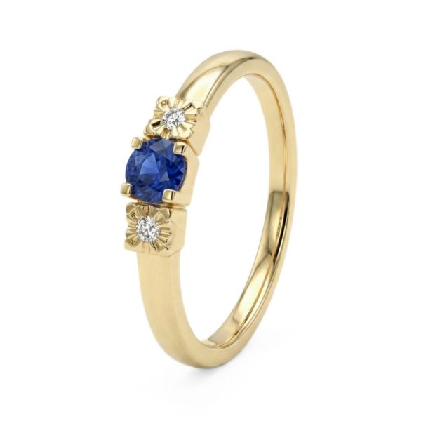 Gullring med safir og diamanter 0.013 ct TW-Si - coc5000473s