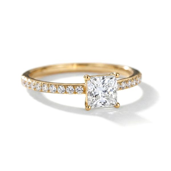 Forlovelsesring med Pricess cut  lab Grown diamant 2,00 ct. R-VS i 18kt gull - 1601-ru-prin-200-lab