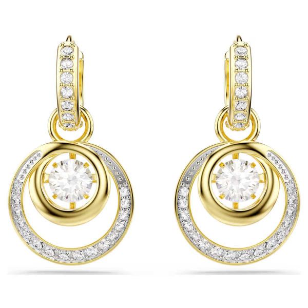 Swarovski øredobber Hyperbola drop earrings Round cut, White, Gold-tone plated - 5738249