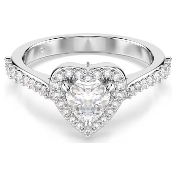 Swarovski Una Angelic motif ring Mixed cuts, Heart, White, Rhodium plated - 5744045