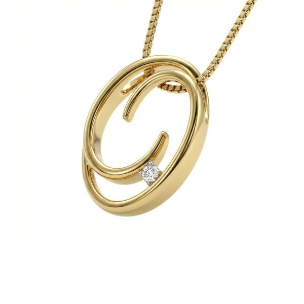 Diamantsmykke i gult gull med 0,025 ct W-Si -BUR242601