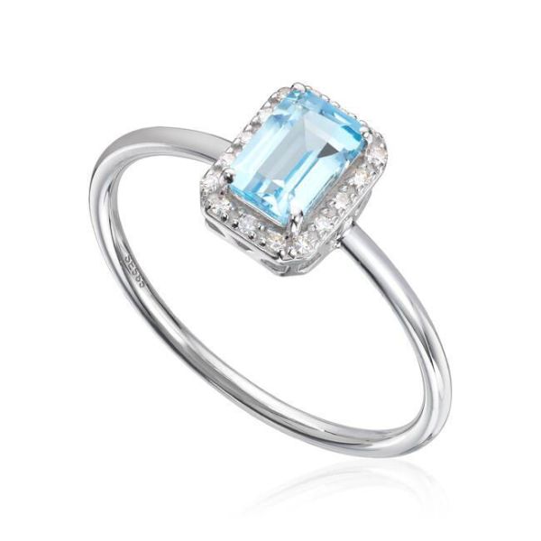 Gullring i hvitt gull 14kt med topas og 0,053ct W-Si - 57459