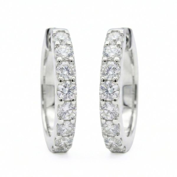 Diamantøredobber i gull med 1 ct W-Si -BUR735909