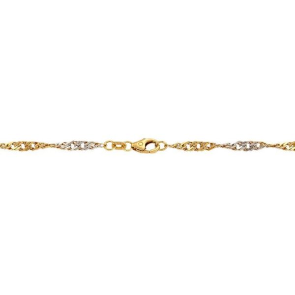 Armbånd gull. SINGAPORE i hvitt og gult gull 14 kt, 18 cm/2,9 mm - 18TF2918