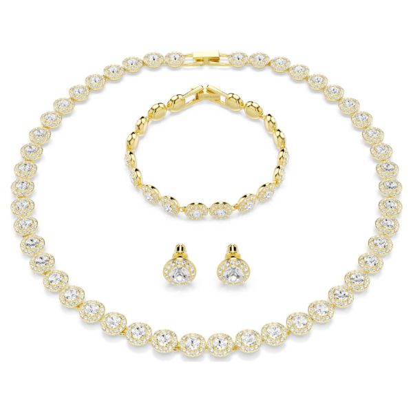 Swarovski smykkesett Una Angelic set Set (3), Round cut, White, Gold-tone plated - 5750619