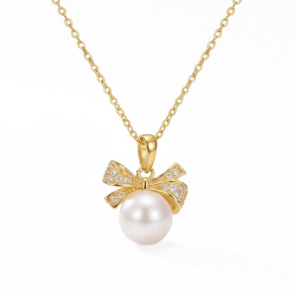 Smykke "Chic Bow" i forgylt sølv med zirkonia - 3062745