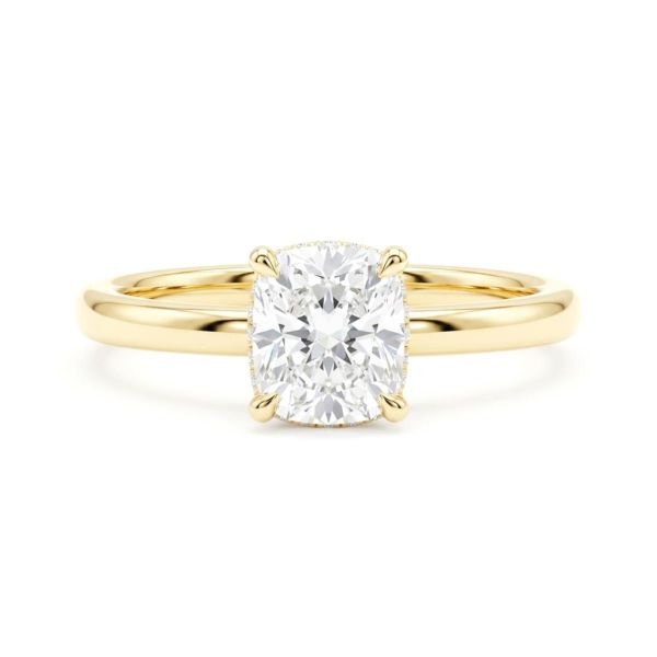 Forlovelsesring med Lab Grown Cushiun Lab diamant 1 ct River(D)VS1 med 0,06ct TW-VS i hidden halo - ΗR0725100cuLG