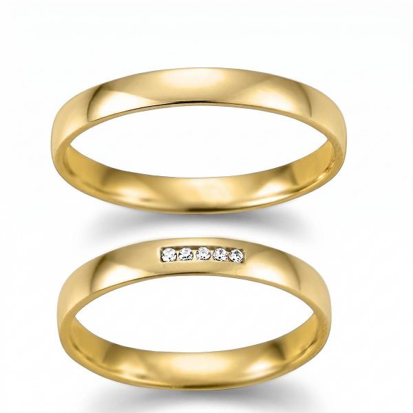 Gifteringer i gult gull 14 kt med diamanter - 282650